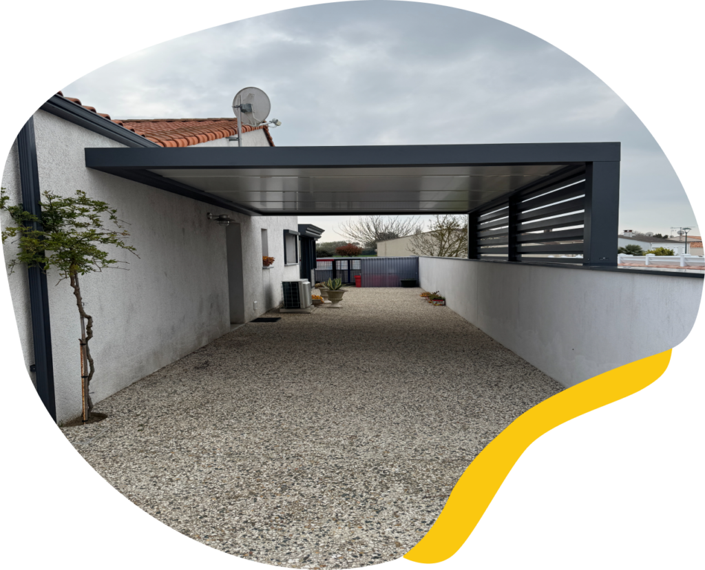 Carport pergola noire allée