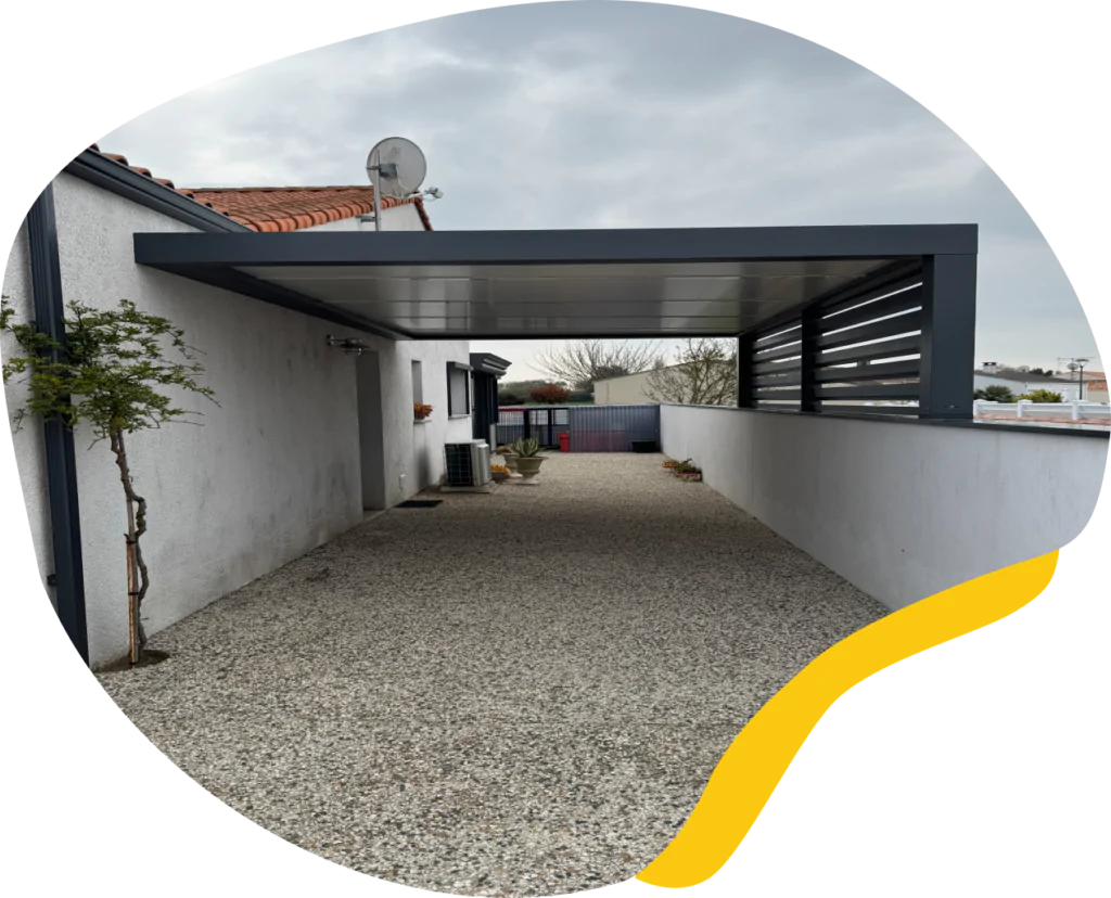 Carport pergola noire allée